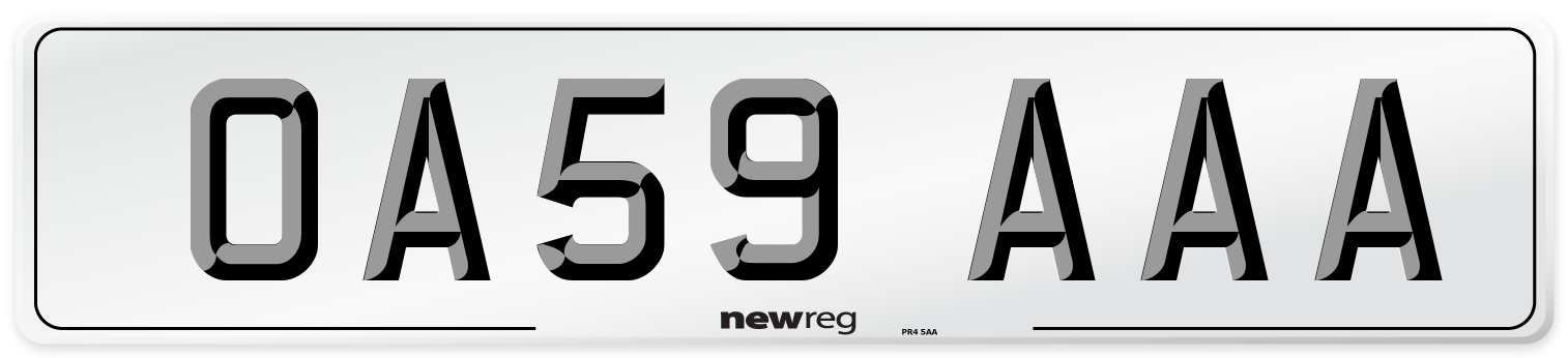 OA59 AAA Number Plate from New Reg